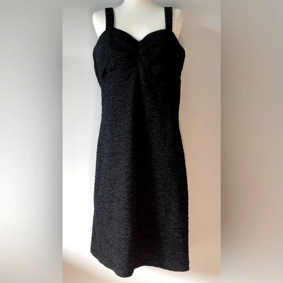 Papillon Black Textured Sweetheart Dress Thick Straps Bodycon Size Large - Picture 2 of 6